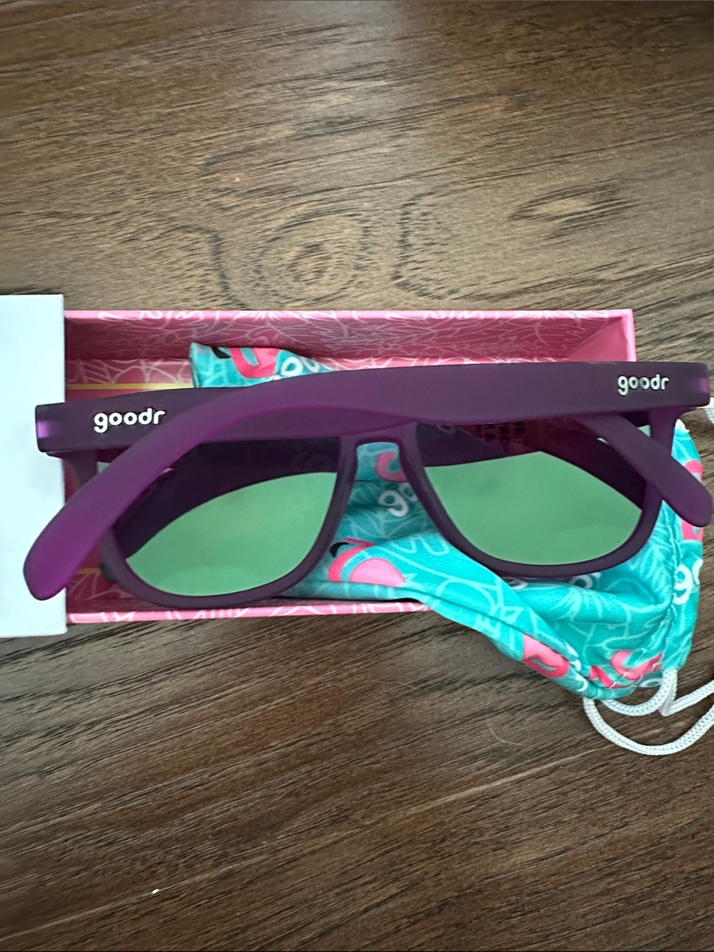 goodr Women's Purple Frame Green Mirror Sunglasses - Picture 2 of 2